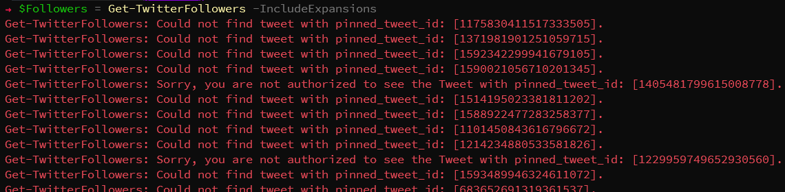 Get-TwitterFollowers Errors