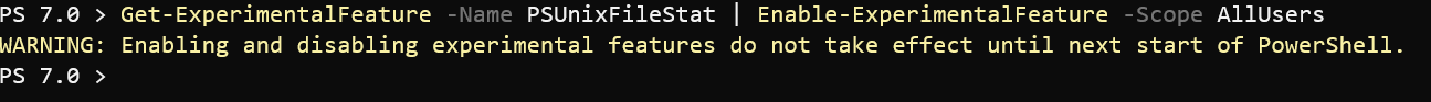 Enable-ExperimentalFeature PSUnixFileStat on Linux