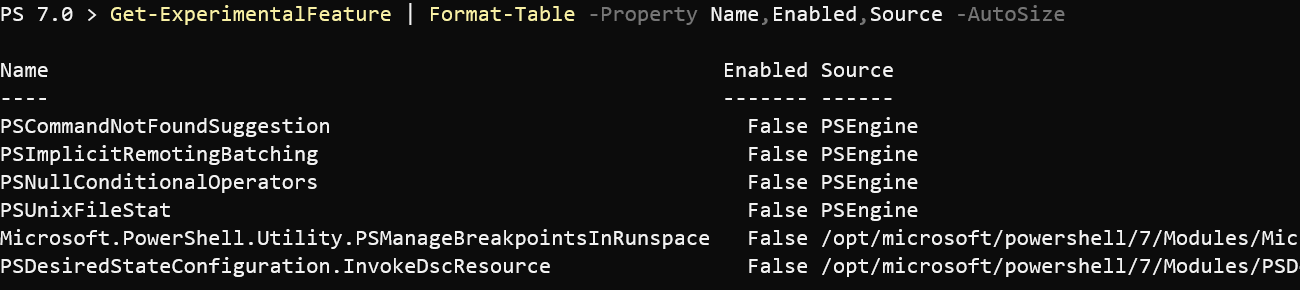 Get-ExperimentalFeature on Linux