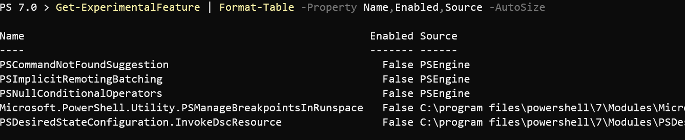 Get-ExperimentalFeature on Windows
