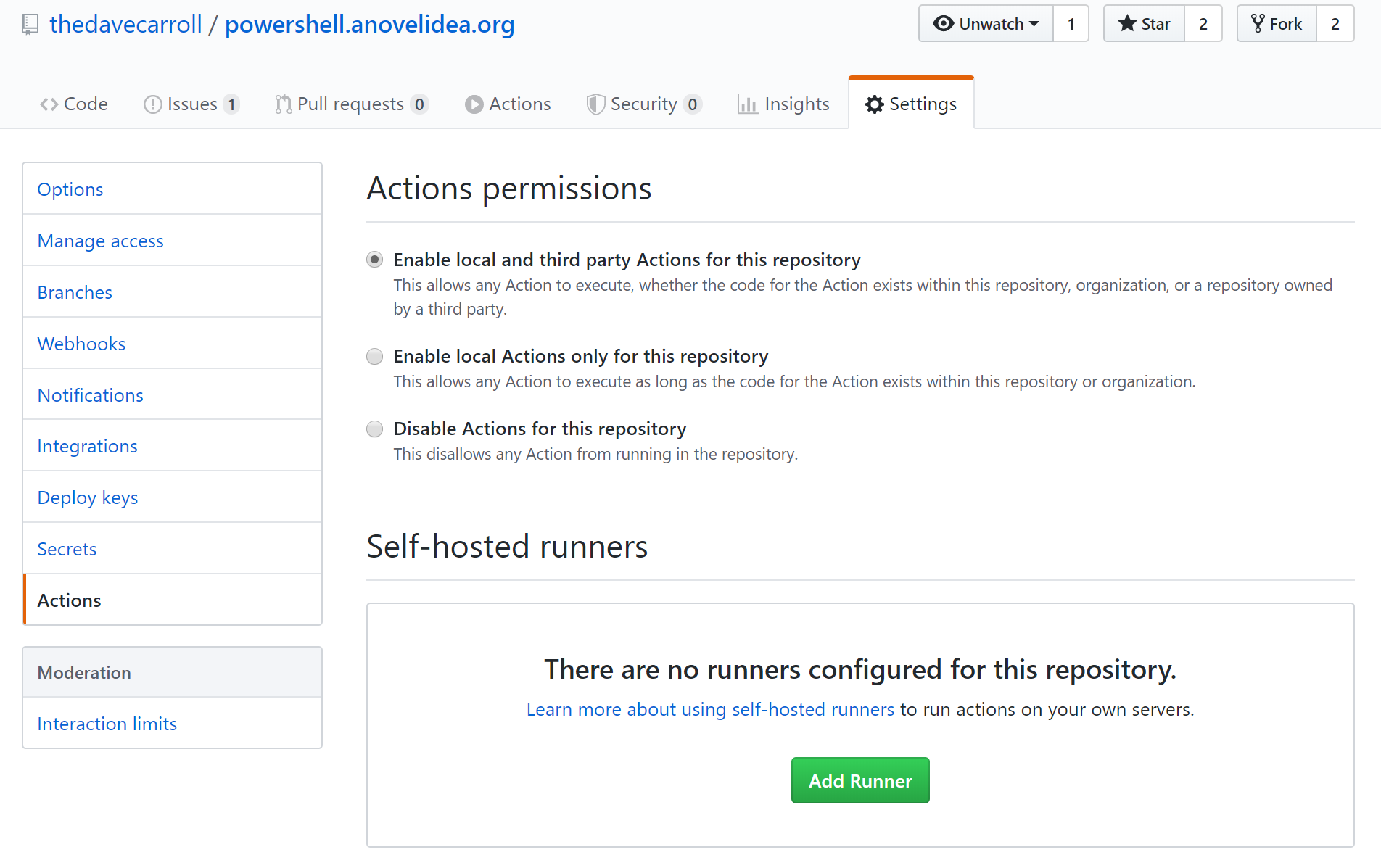 Actions Permissions
