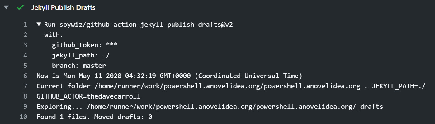 Workflow Step - Jekyll Publish Drafts