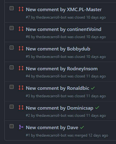 Staticman Spam Pull Requests
